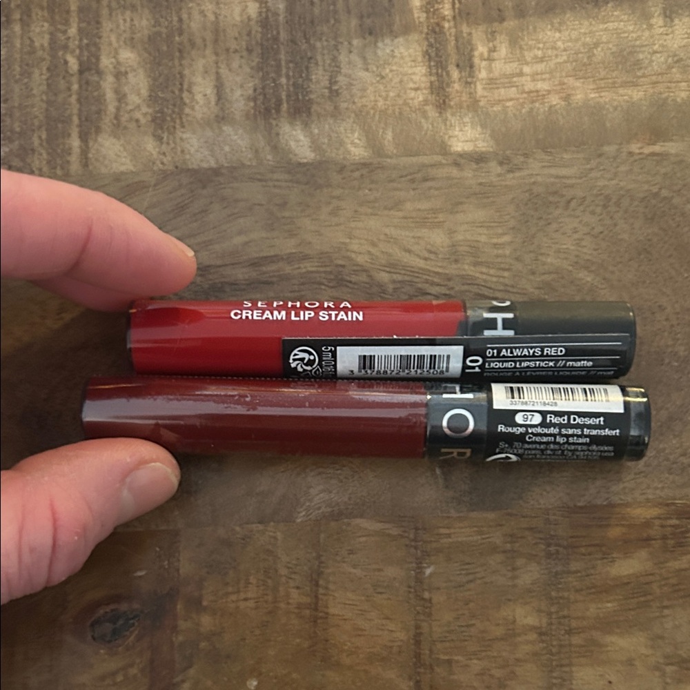 Sephora Cream Lip Stain Duo — Bright Red & Deep Red